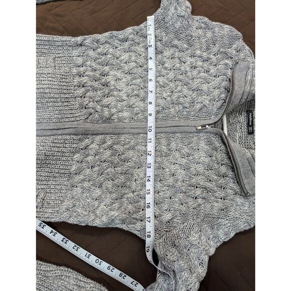 Women's Fisherman style zippered grey knit cardigan sweater by Patty Boutik, L - Picture 5 of 6